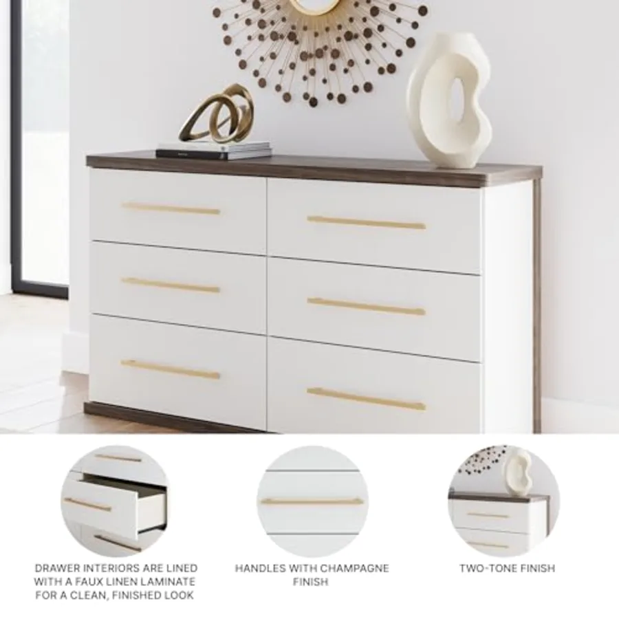 Nendalane Contemporary 6-Drawer Dresser with Walnut Finish view 4