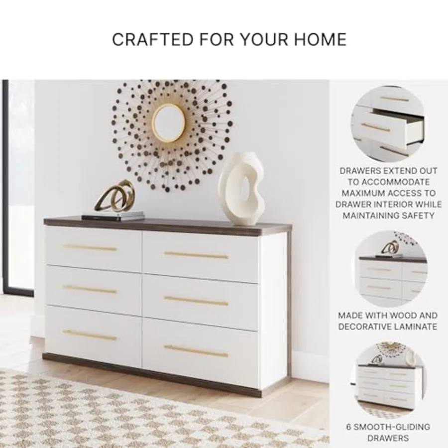 Nendalane Contemporary 6-Drawer Dresser with Walnut Finish view 5
