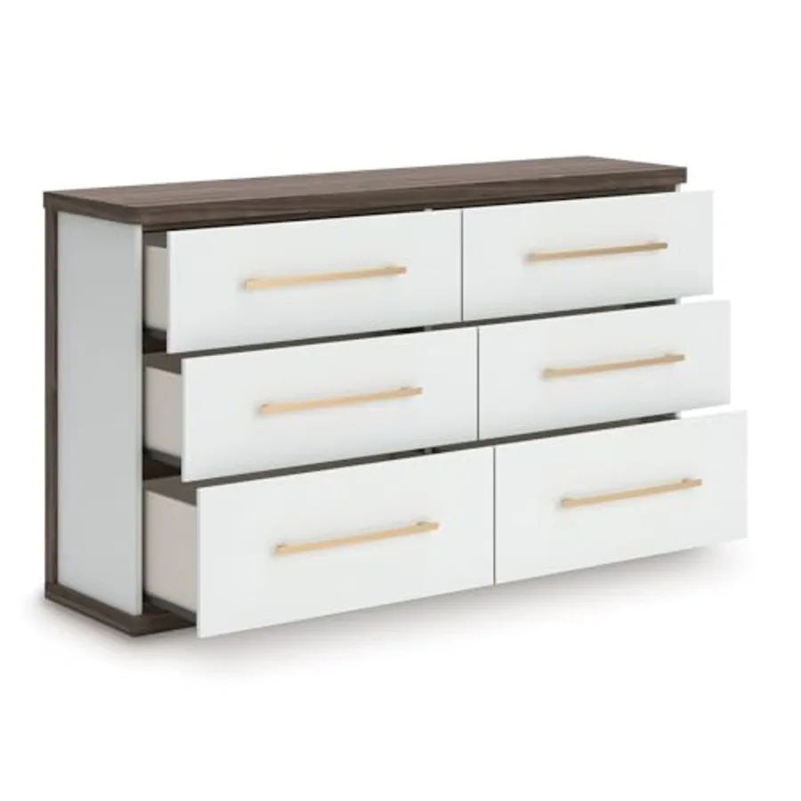 Nendalane Contemporary 6-Drawer Dresser with Walnut Finish