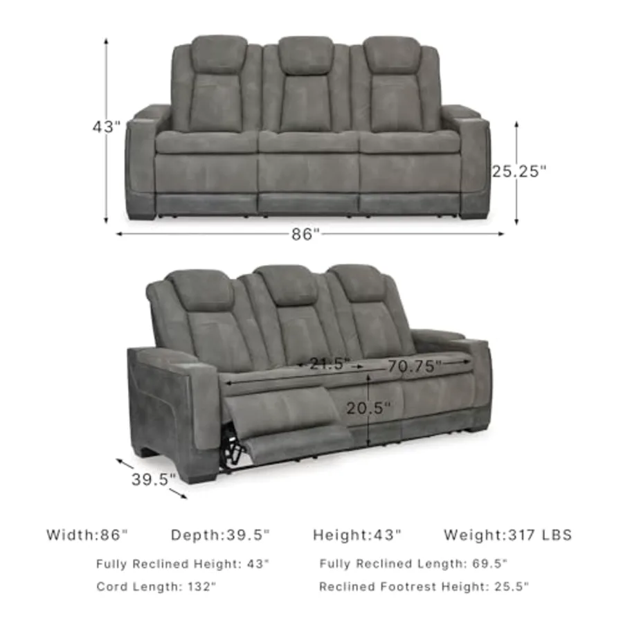 Next-Gen DuraPella Modern Faux Leather Power Reclining Sofa view 3
