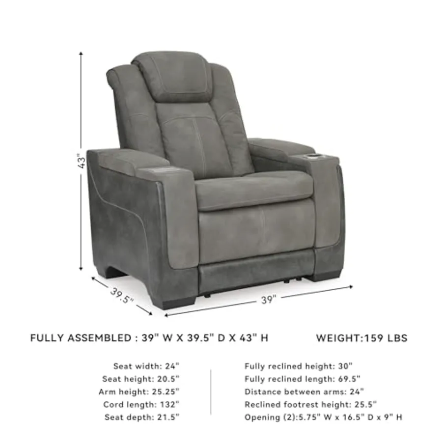Next-Gen DuraPella Power Recliner with Adjustable Headrest view 3
