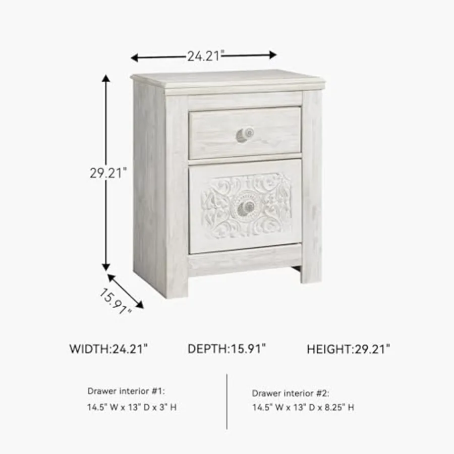 Nightstand Paxberry Boho Whitewash view 3