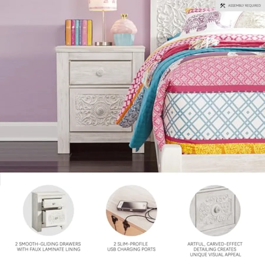 Nightstand Paxberry Boho Whitewash view 4