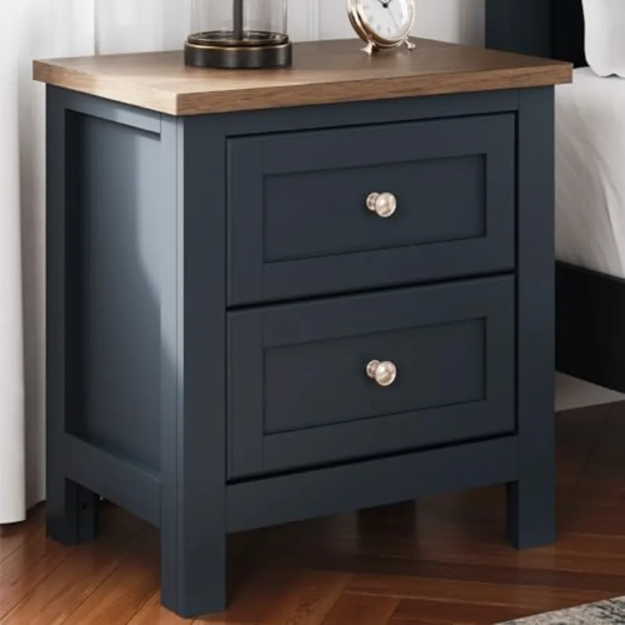Nightstand Vintage 25" 2 Drawer Blue view 2