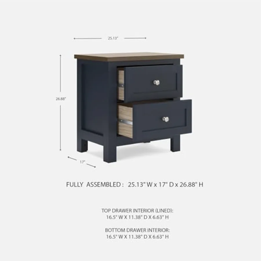 Nightstand Vintage 25" 2 Drawer Blue view 3