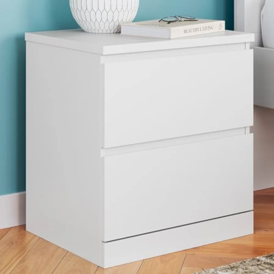Onita 2-Drawer White Nightstand Bedside Table view 2