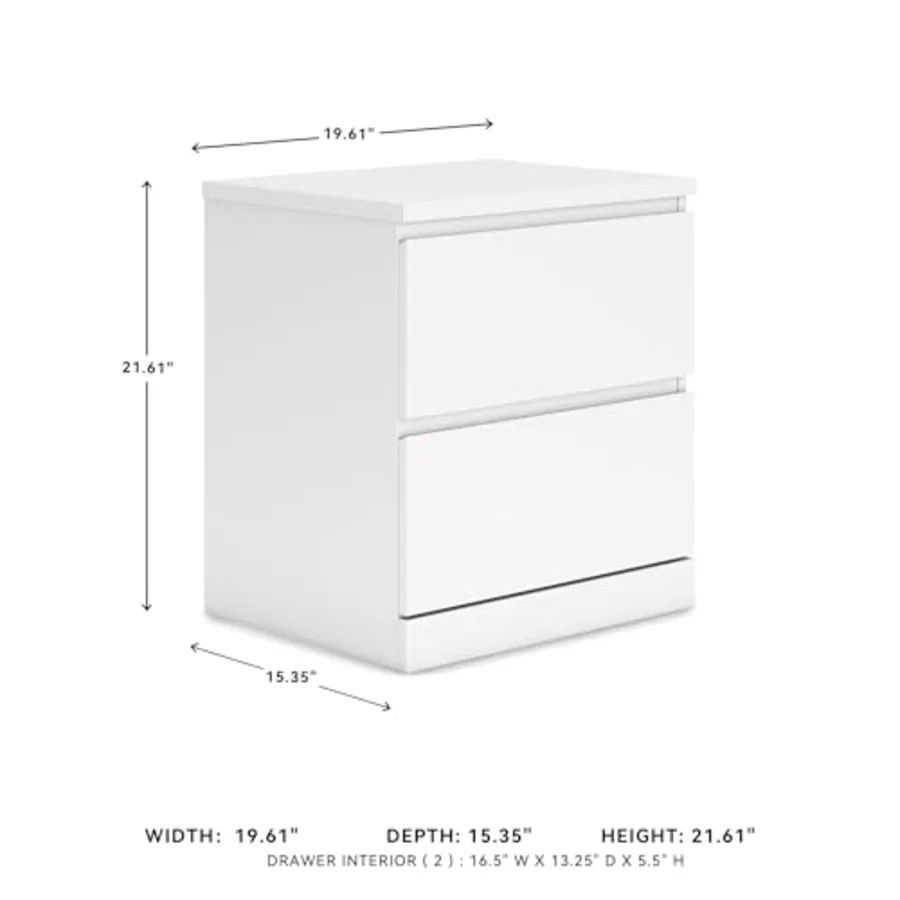 Onita 2-Drawer White Nightstand Bedside Table view 3