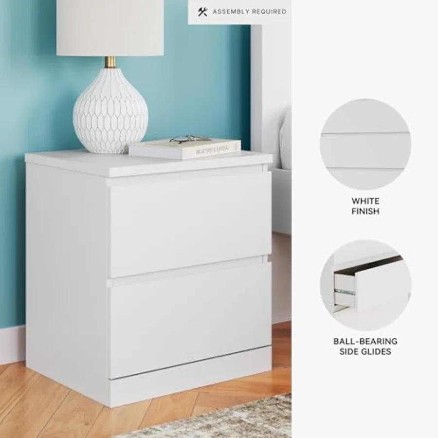 Onita 2-Drawer White Nightstand Bedside Table view 4