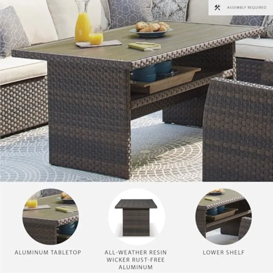 Outdoor Easy Isle Multi-Use Resin Wicker Patio Table view 3