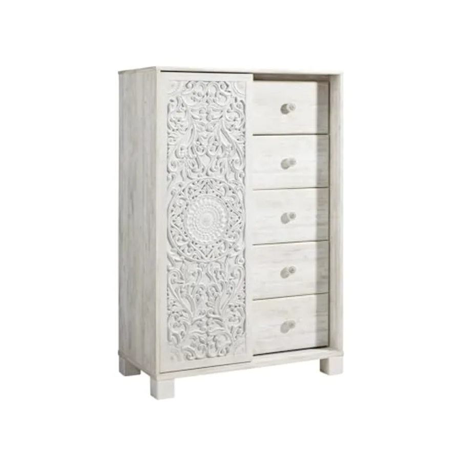 Paxberry Boho 5 Drawer Dressing Chest with Slider Door & 3