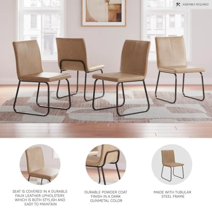 Pharwynn Faux Leather Upholstered Dining Chairs Set of 4 view 4