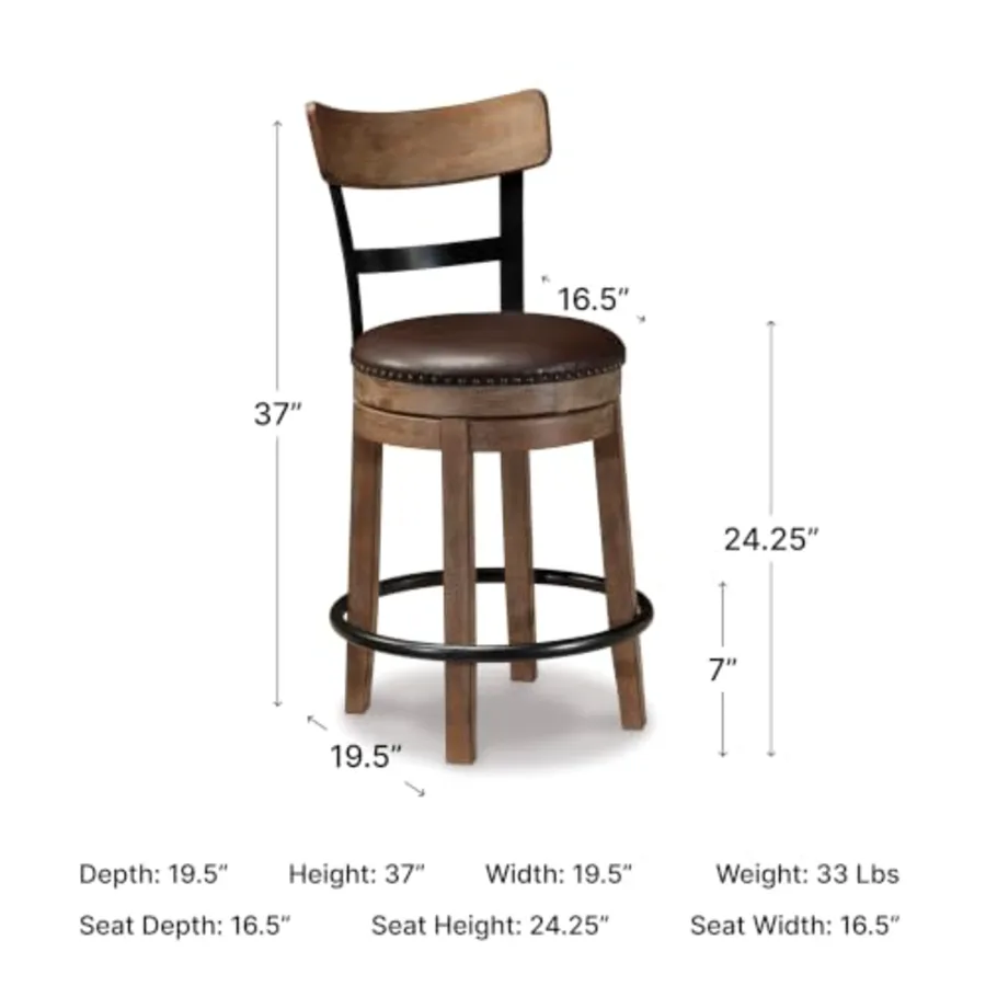 Pinnadel 24.25" Counter-Height Swivel Bar Stool view 3