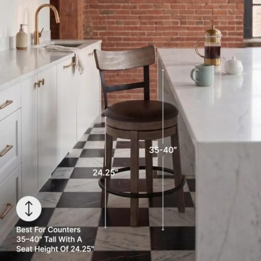 Pinnadel 24.25" Counter-Height Swivel Bar Stool view 4