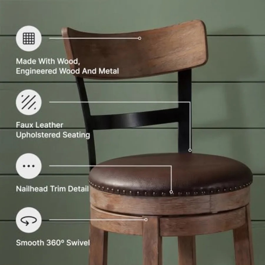 Pinnadel 24.25" Counter-Height Swivel Bar Stool view 5