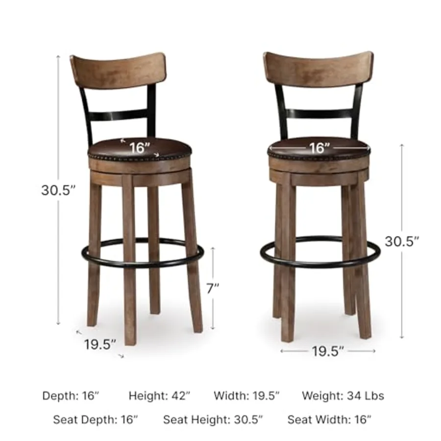 Pinnadel 30" Modern Swivel Pub Height Barstool view 3