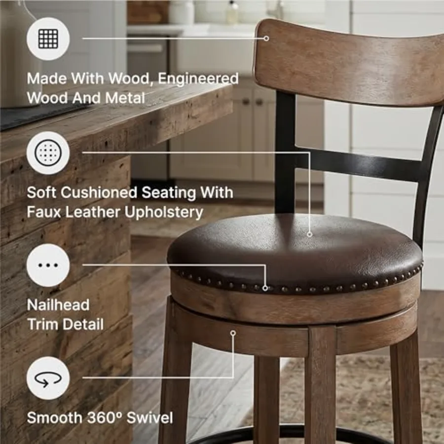 Pinnadel 30" Modern Swivel Pub Height Barstool view 4