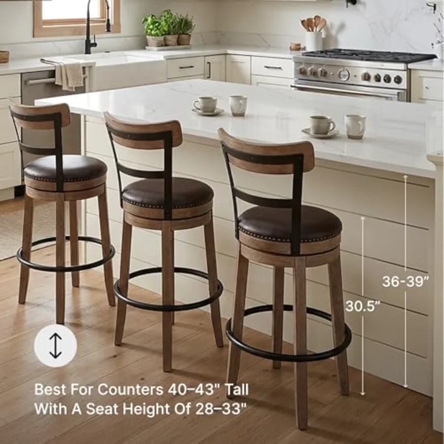 Pinnadel 30" Modern Swivel Pub Height Barstool view 5
