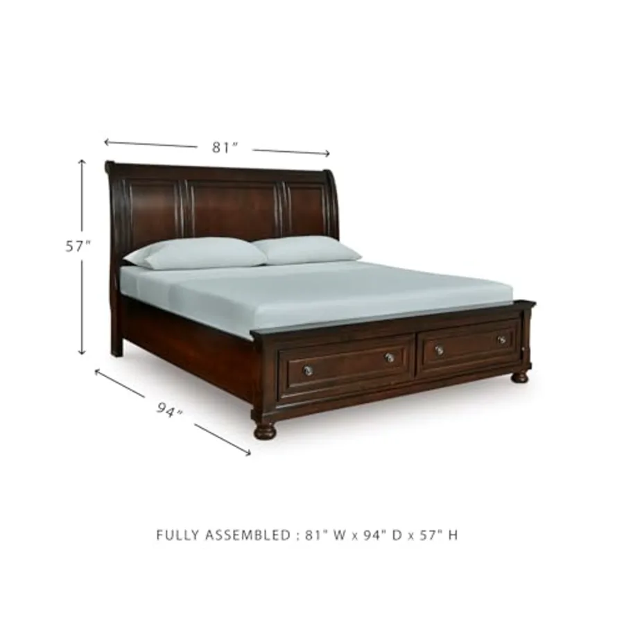 Porter Traditional 2-Drawer King Sleigh Storage Bed with Bun view 3
