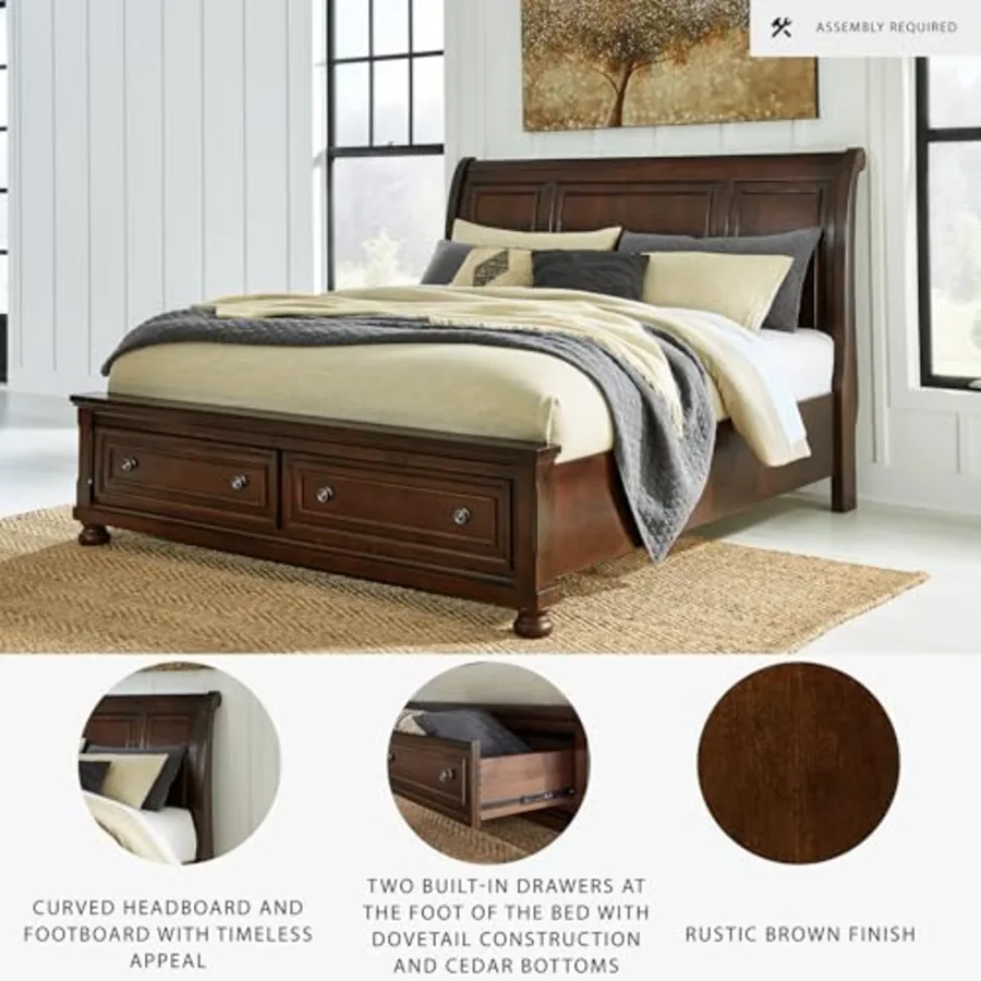 Porter Traditional 2-Drawer King Sleigh Storage Bed with Bun view 4