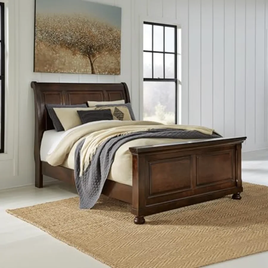 Porter Traditional Queen Sleigh Bed with Bun Feet view 2