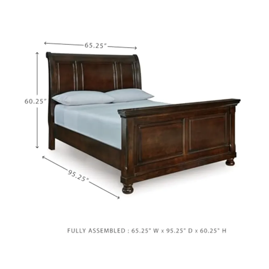 Porter Traditional Queen Sleigh Bed with Bun Feet view 3