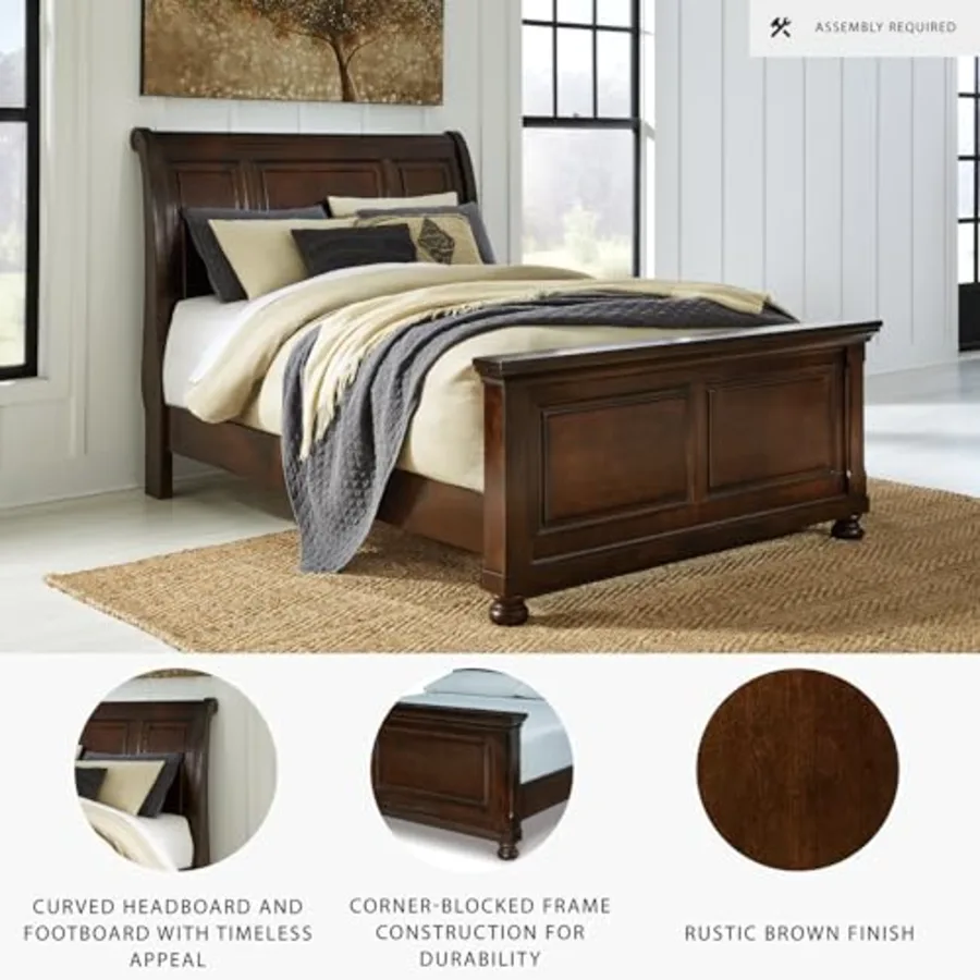 Porter Traditional Queen Sleigh Bed with Bun Feet view 4