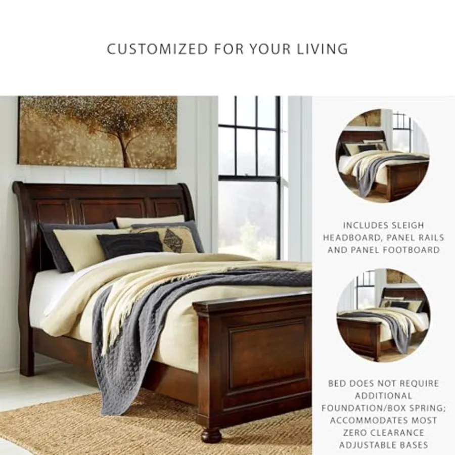 Porter Traditional Queen Sleigh Bed with Bun Feet view 5