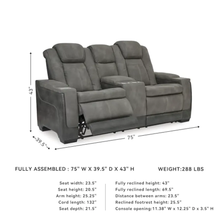 Power Reclining Loveseat with Console view 3