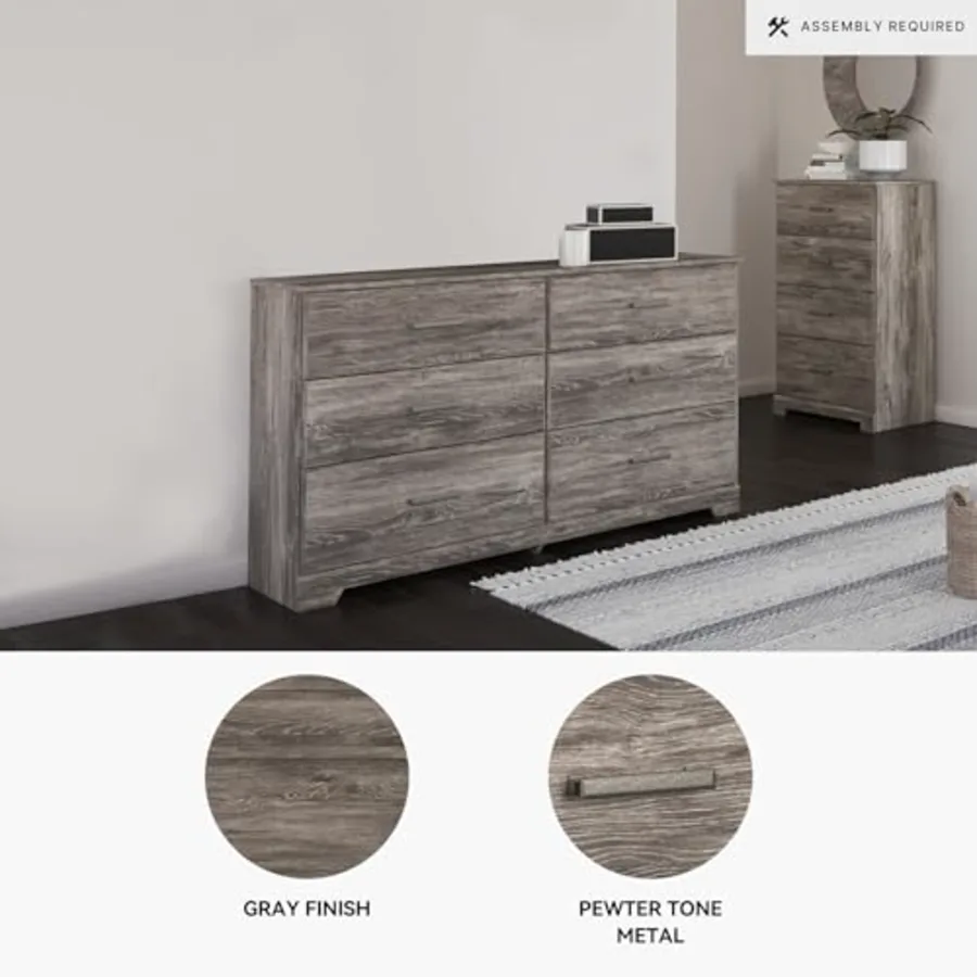 Ralinksi 6-Drawer Rustic Gray Double Dresser view 3