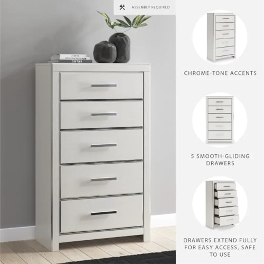 Ravalori Contemporary 5-Drawer Chest with Wood Finish view 4