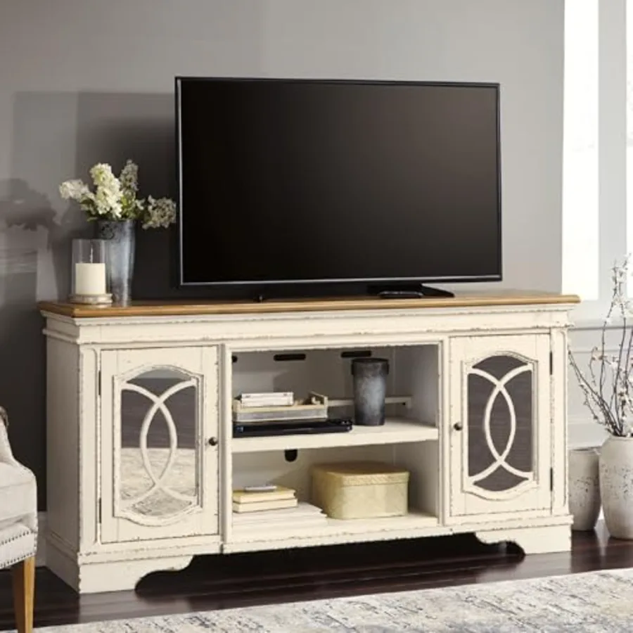 Realyn Farmhouse TV Stand with Fireplace Option Fits TVs up view 2