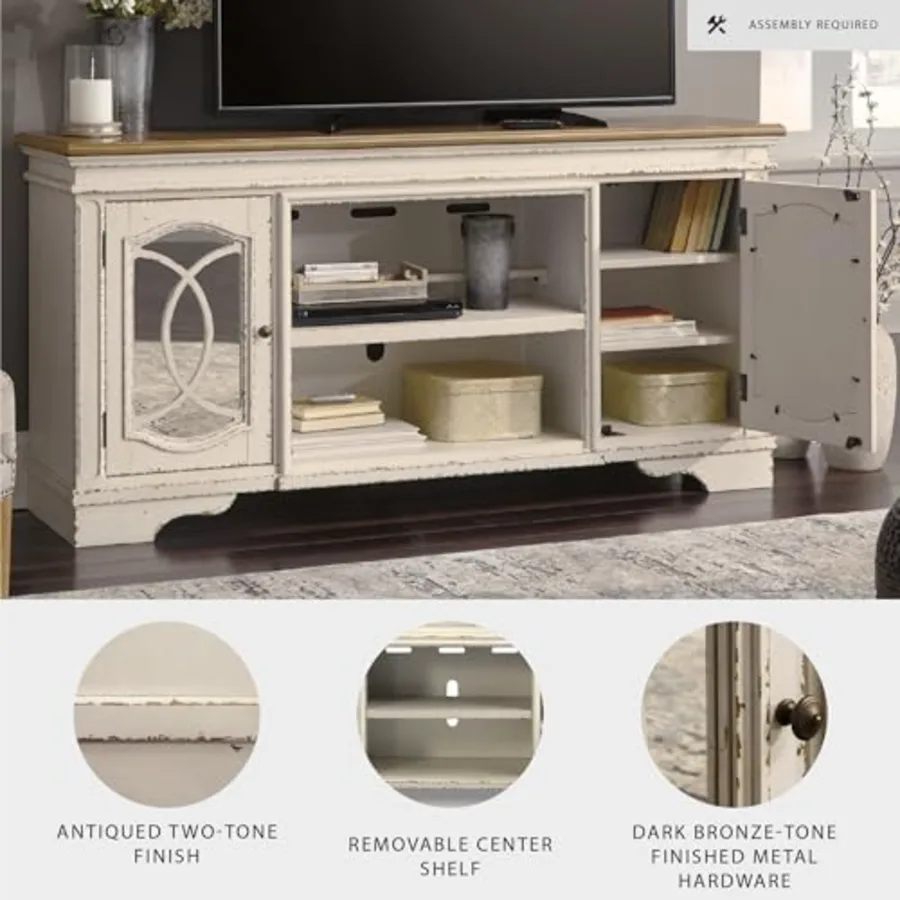 Realyn Farmhouse TV Stand with Fireplace Option Fits TVs up view 3