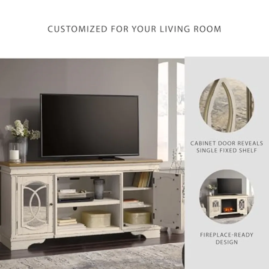 Realyn Farmhouse TV Stand with Fireplace Option Fits TVs up view 4