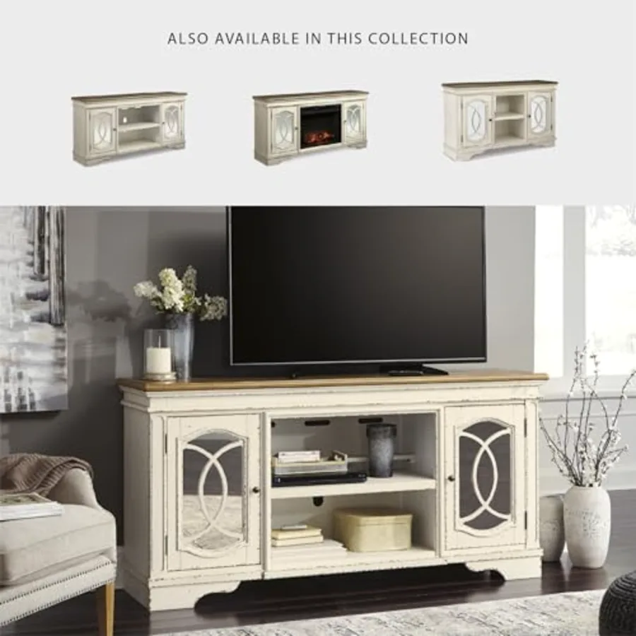 Realyn Farmhouse TV Stand with Fireplace Option Fits TVs up view 5