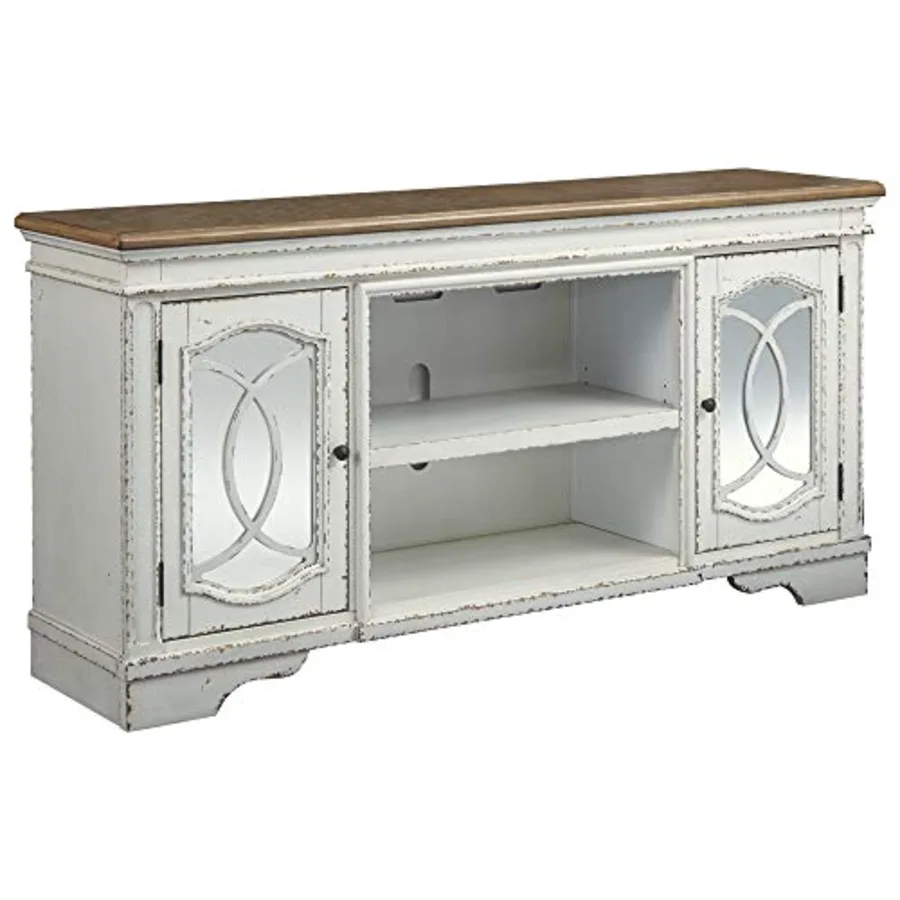 Realyn Farmhouse TV Stand with Fireplace Option Fits TVs up