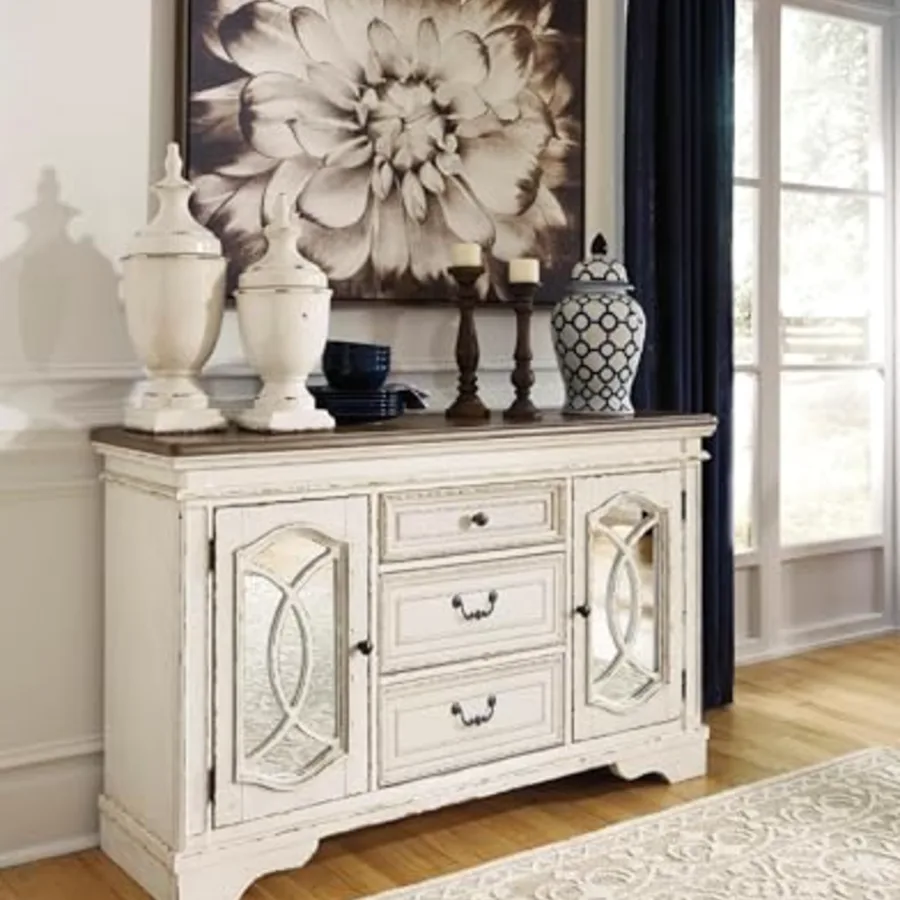 Realyn French Country Distressed Dining Room Server view 2