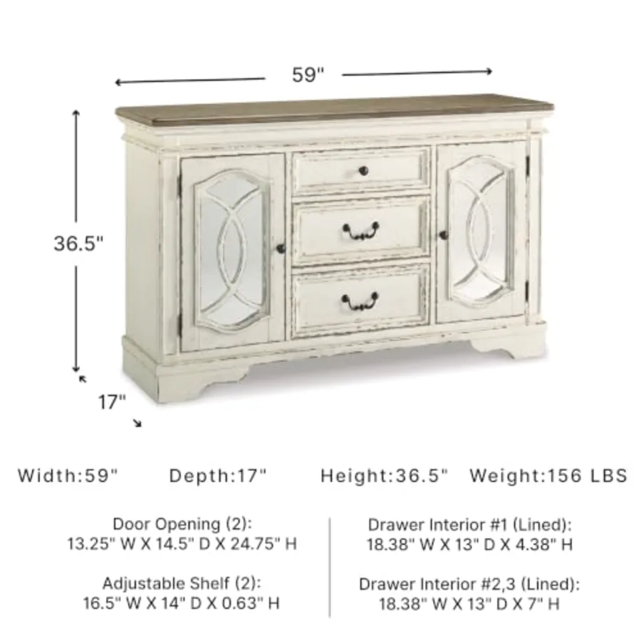 Realyn French Country Distressed Dining Room Server view 3