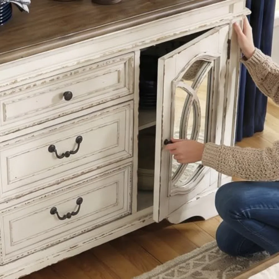 Realyn French Country Distressed Dining Room Server view 4