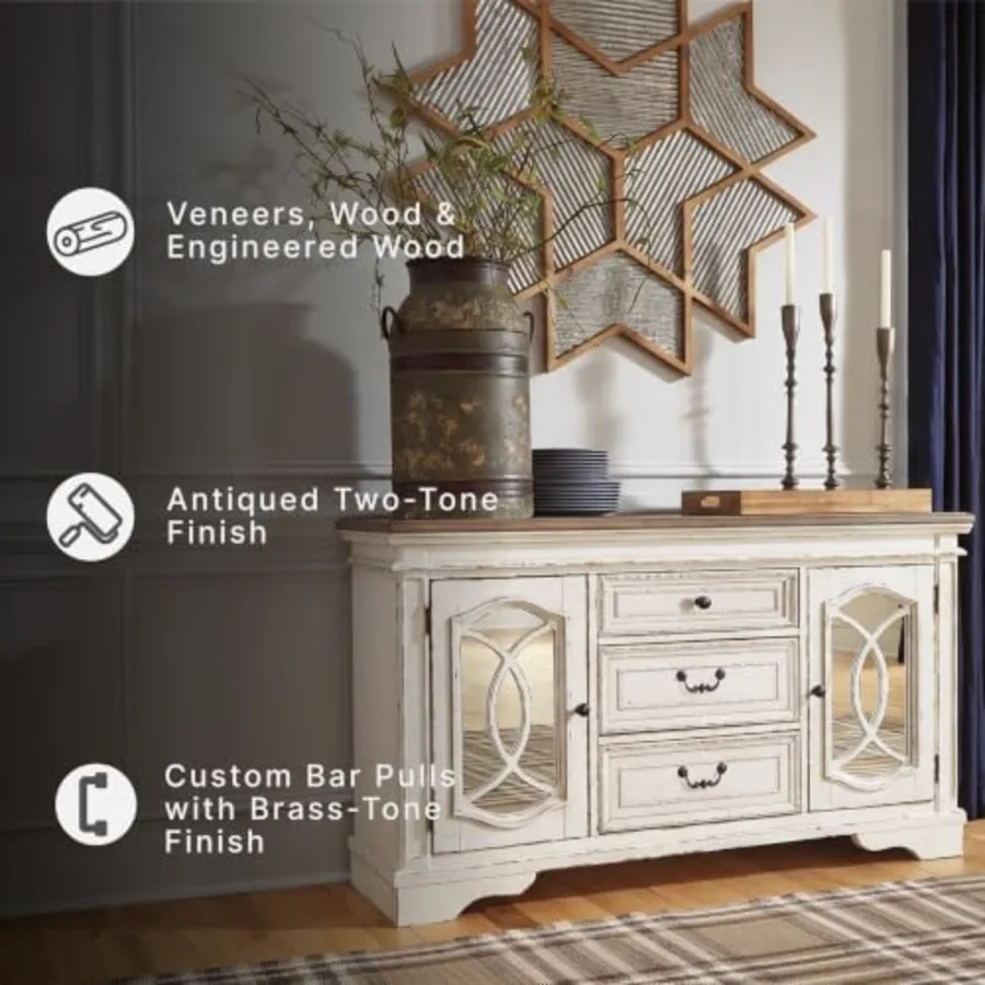 Realyn French Country Distressed Dining Room Server view 5