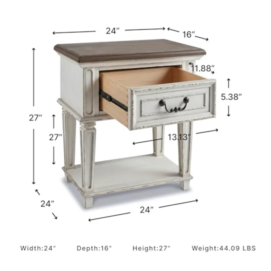 Realyn Traditional Cottage 1 Drawer Nightstand with Dovetail view 3
