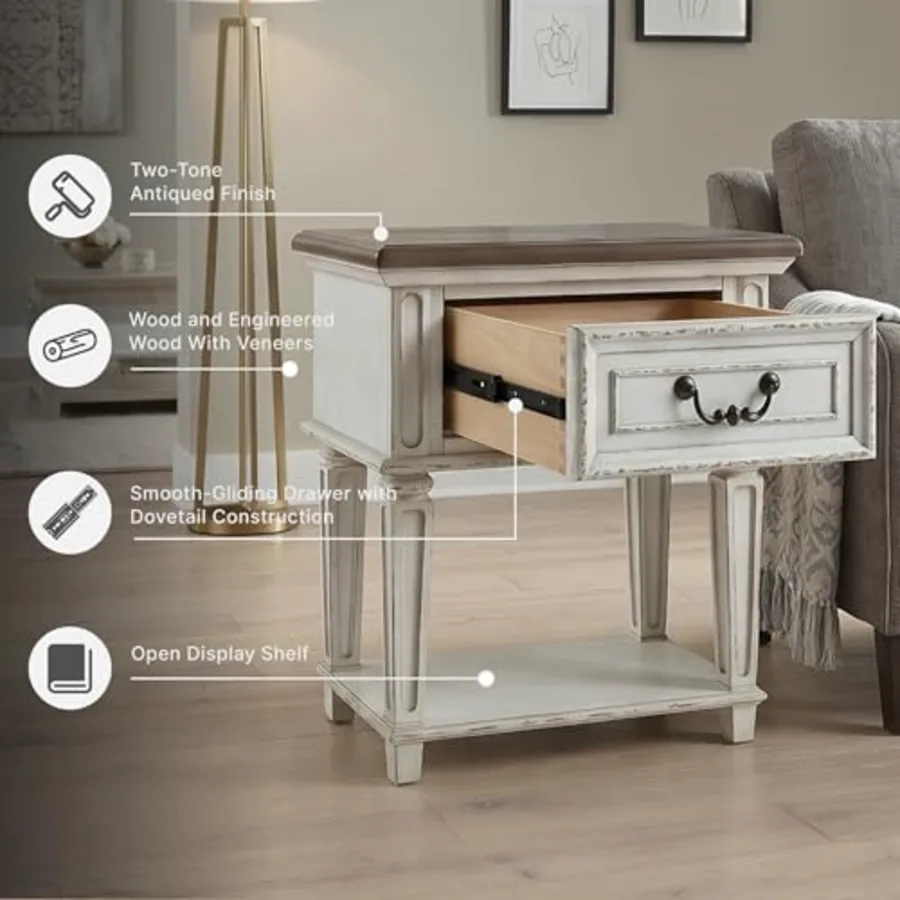 Realyn Traditional Cottage 1 Drawer Nightstand with Dovetail view 4