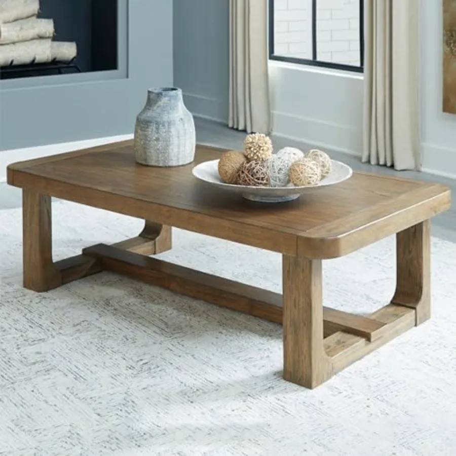 Rectangular Wood Coffee Table view 2