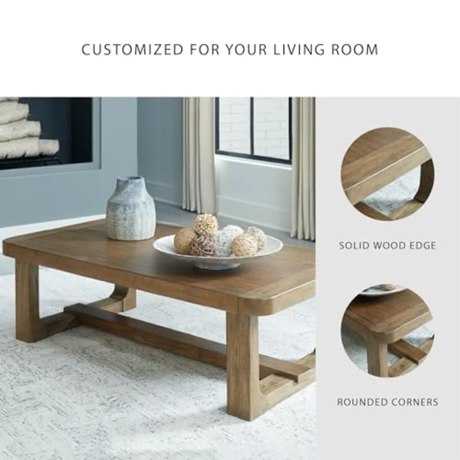 Rectangular Wood Coffee Table view 5