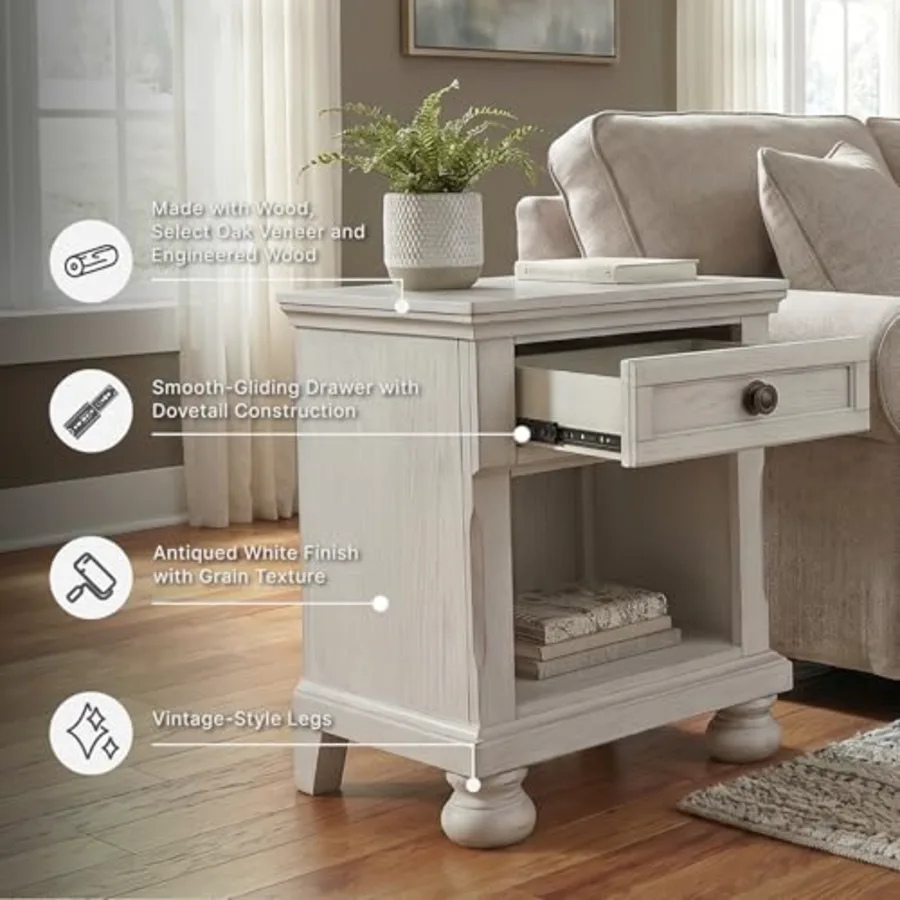 Robbinsdale Coastal 1-Drawer Nightstand with Cubby Storage view 4
