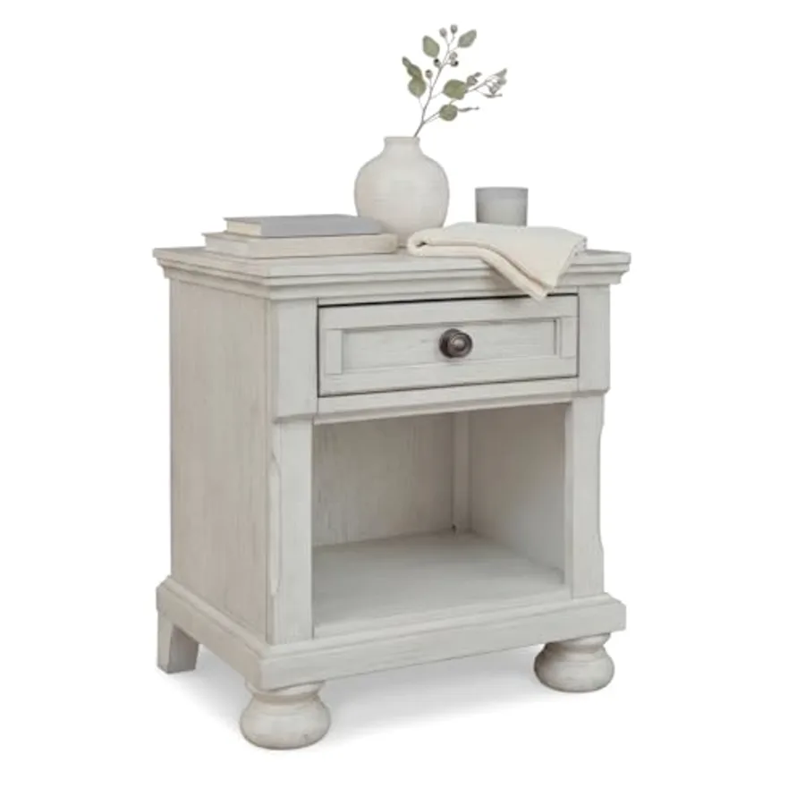 Robbinsdale Coastal 1-Drawer Nightstand with Cubby Storage