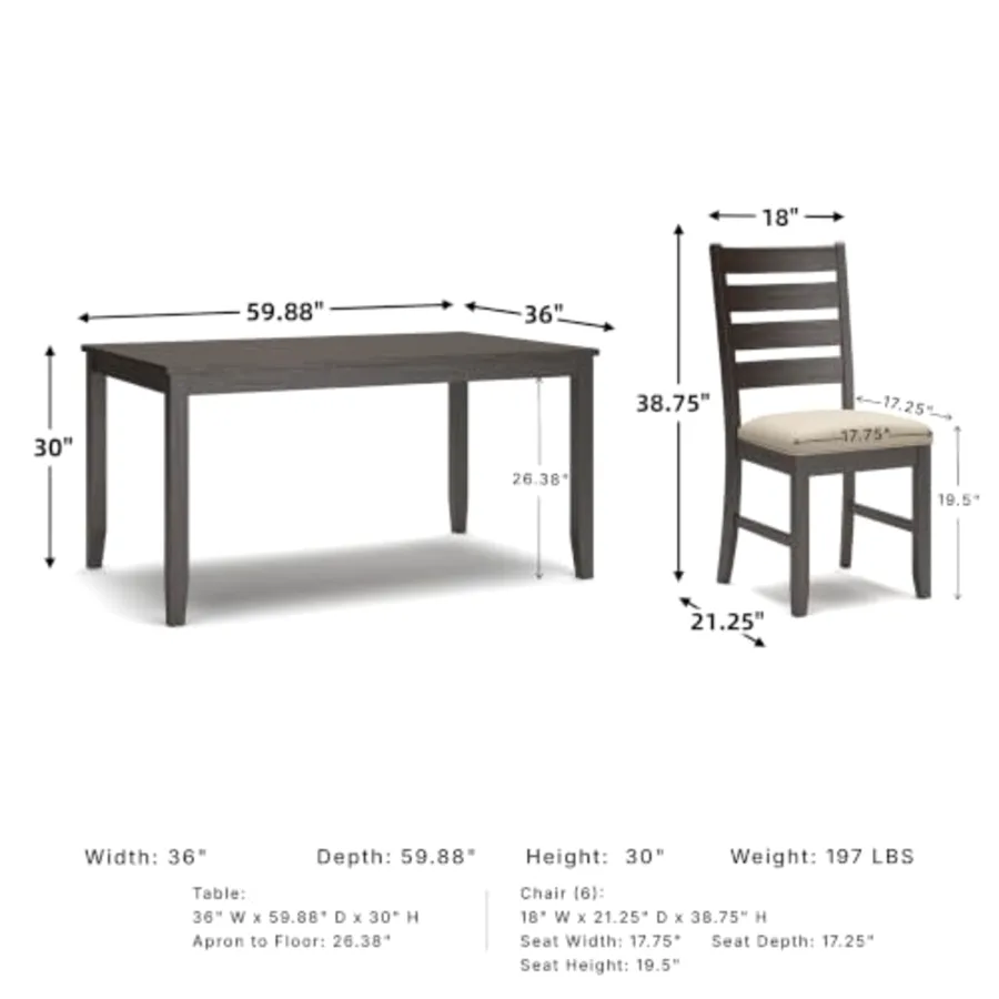 Rokane 7-Piece Dining Room Table Set with 6 Upholstered Chairs view 2