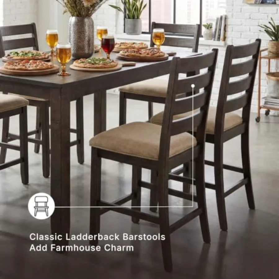 Rokane 7-Piece Dining Room Table Set with 6 Upholstered Chairs view 5