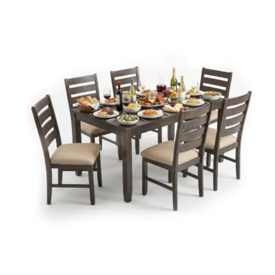 Rokane 7-Piece Dining Room Table Set with 6 Upholstered Chairs
