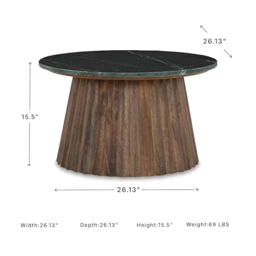 Round Fluted Marble Coffee Table view 3