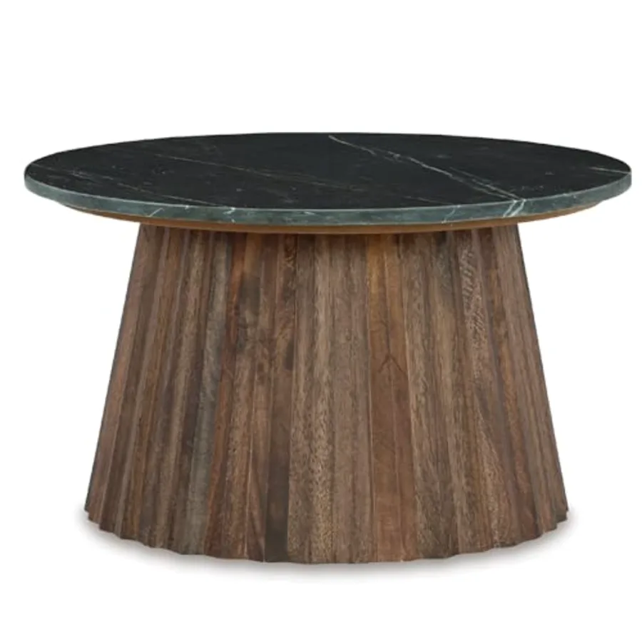 Round Fluted Marble Coffee Table